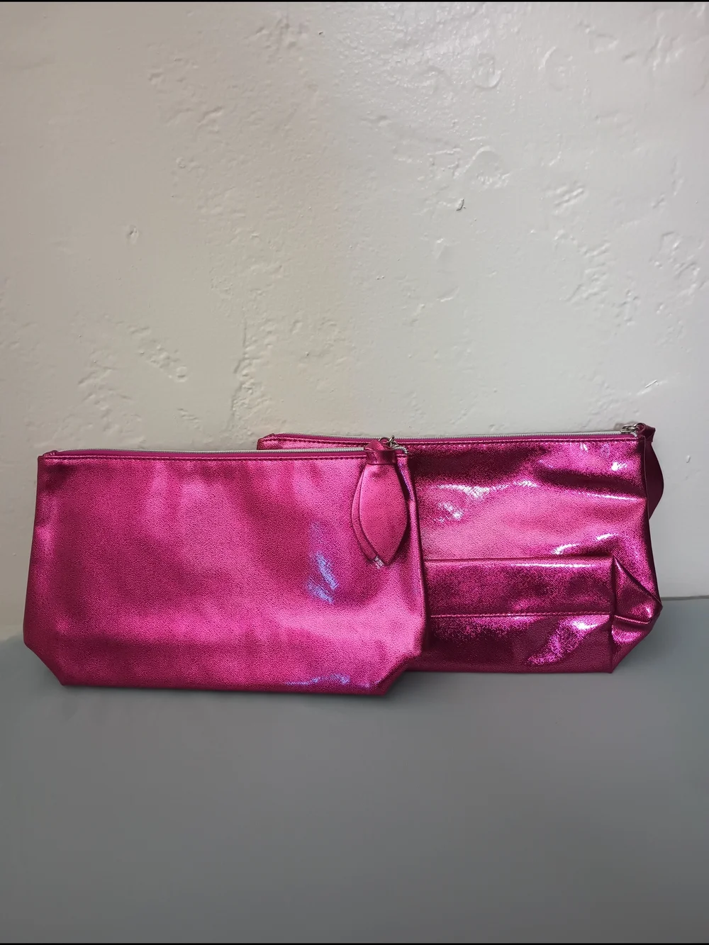 Lancome Metallic Pink Makeup Bags (2)